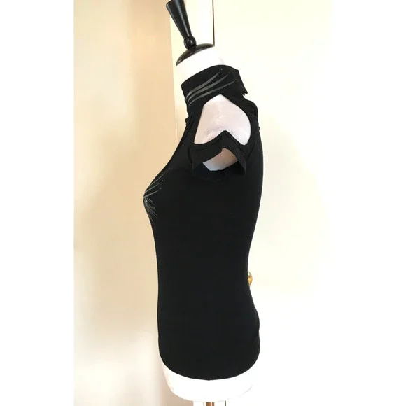 Vintage Lip Service Millennium Moon Goth Punk Cyber Tribal Halter Top Black L - Picture 3 of 8